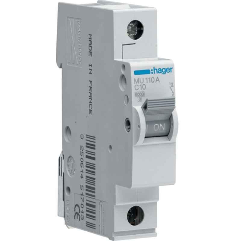 Hager 10A 6kA Single Pole MCB, MU110