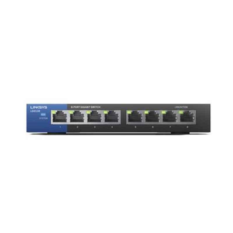 Linksys LGS108 10/100/1000 Mbps Black 8-Port Gigabit Switch, LGS108-ME-RTL