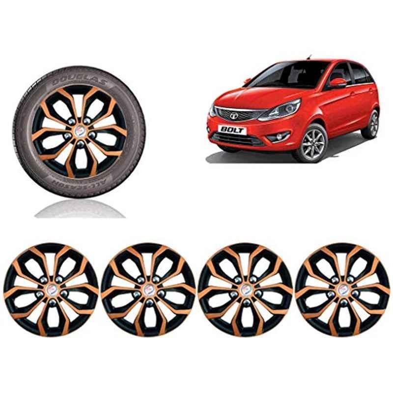 Auto Pearl 4 Pcs 14 inch ABS Copper & Black Car Wheel Cover Set for TATA Bolt Except XT