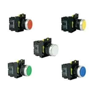 Yokins 5 Pcs 220V Red, Green, Yellow, Blue & White Push Button Set with Spring Return, EB2M-A-01