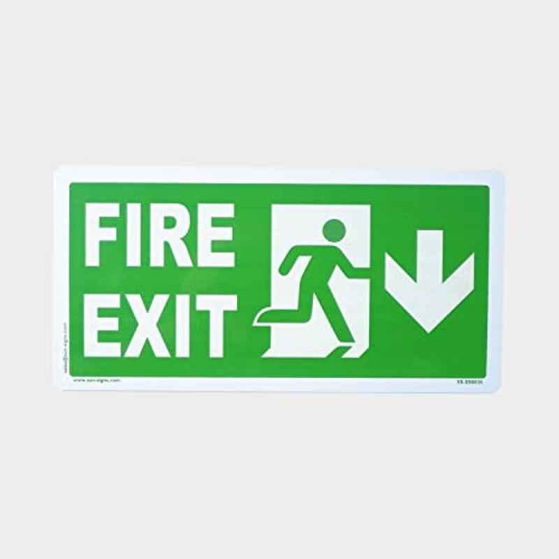 SUNSIGNS 12x6 inch ACP Fire Exit Signage Board with Directional Arrow & Running Man, SS0020ACPM3SPIR1A (Pack of 2)