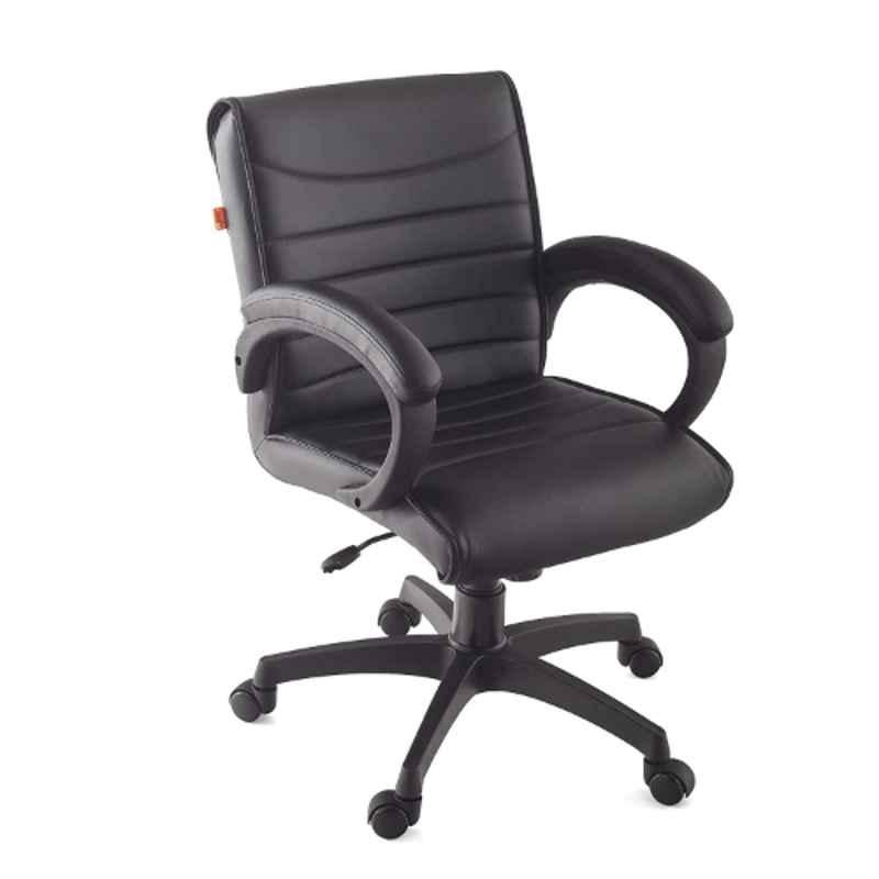 Da URBAN Willard Leatherette Black Mid Back Ergonomic Swivel Computer Office Chair with Armrests