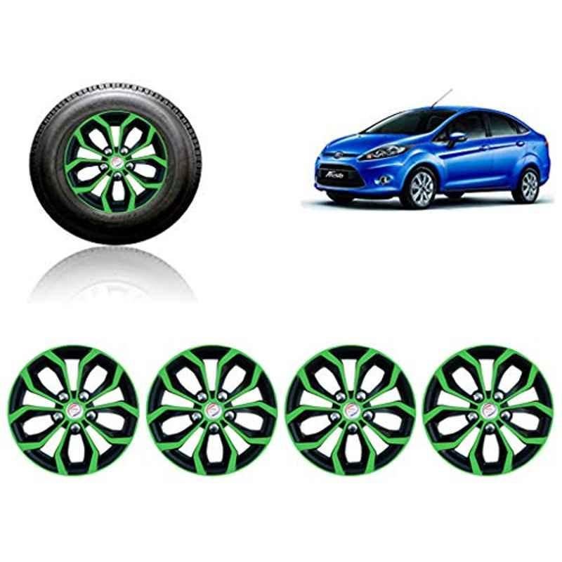 Auto Pearl 4 Pcs 14 inch ABS Green & Black Car Wheel Cover Set for Ford Fiesta