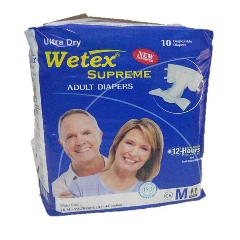 Wetex Supreme 10 Pcs Medium Adhesive Band Adult Diaper (Pack of 5)