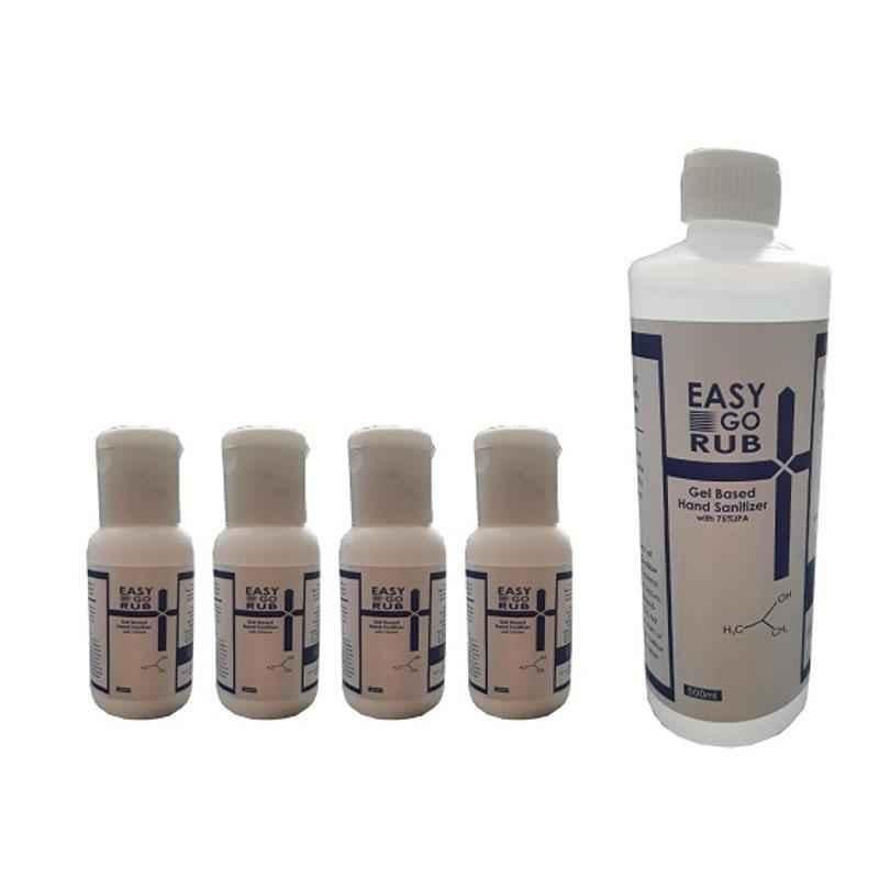 Easy Go Rub 75% Isopropyl Alcohol 4x30ml & 500ml Gel Based Hand Sanitizer Combo