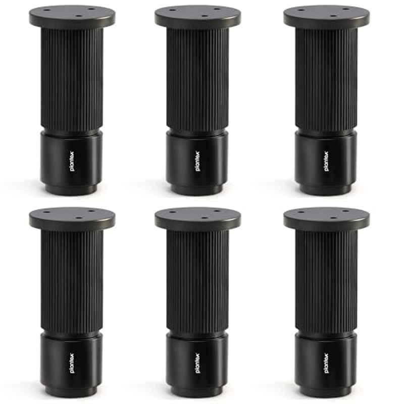 Plantex 4 inch Aluminium Black Sofa Legs with Rubber Grip, DTS-77 (Pack of 6)