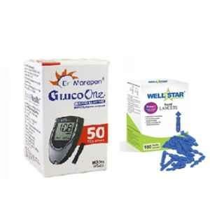 Dr Morepen Dr. Morepen Bg-03 50 Test Strips With Wellstar Round Glucometer Lancets 100 Pcs Glucometer Strips Box