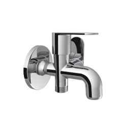 RN 1/2 inch Brass Ingot Nickel & Chrome Plated Touch 2 Way Bib Cock with Wall Flange