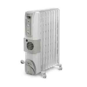 Delonghi 2500W White 9 Fins Oil Filled Radiator with Fan, KH770925V