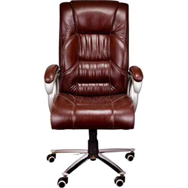 KDF Mart Upholstery Fabric Brown Medium Back Adjustable Executive Swivel Chair with Back Support, MIS119