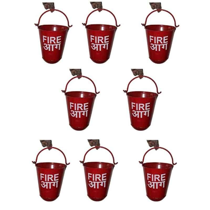 Rahul Professionals 9L Iron Red Fire Bucket with Stand (Pack of 8)