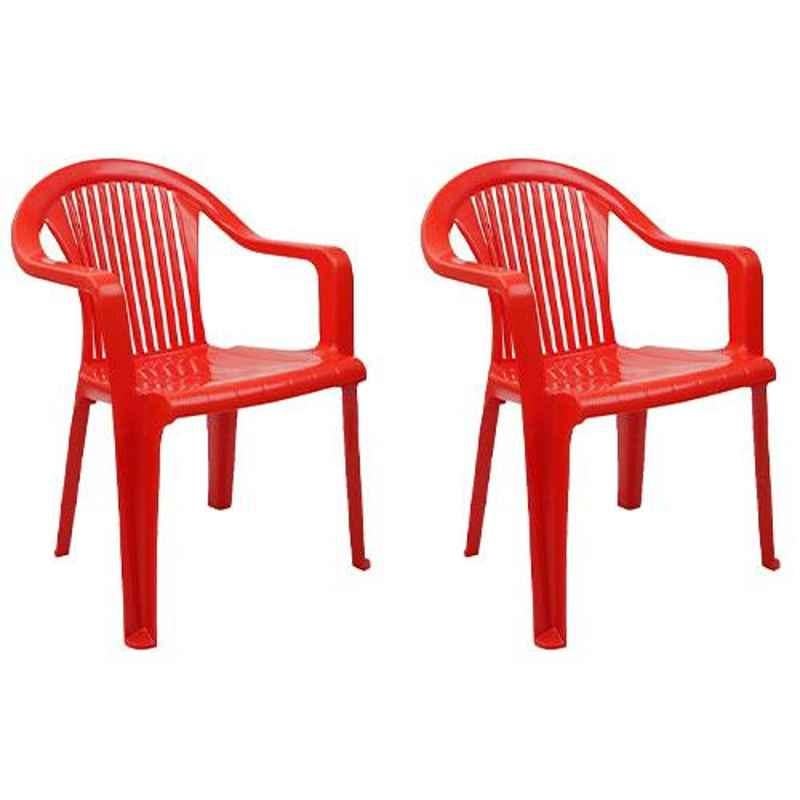 Italica Polypropylene Red Luxury Arm Chair, 9201-2 (Pack of 2)