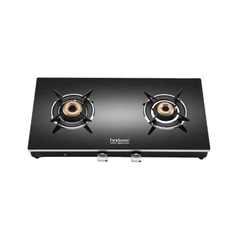 Hindware Emineo 2B AI Glass Top Cooktop with 2 Brass Burner & Automatic Ignition, CT 100224
