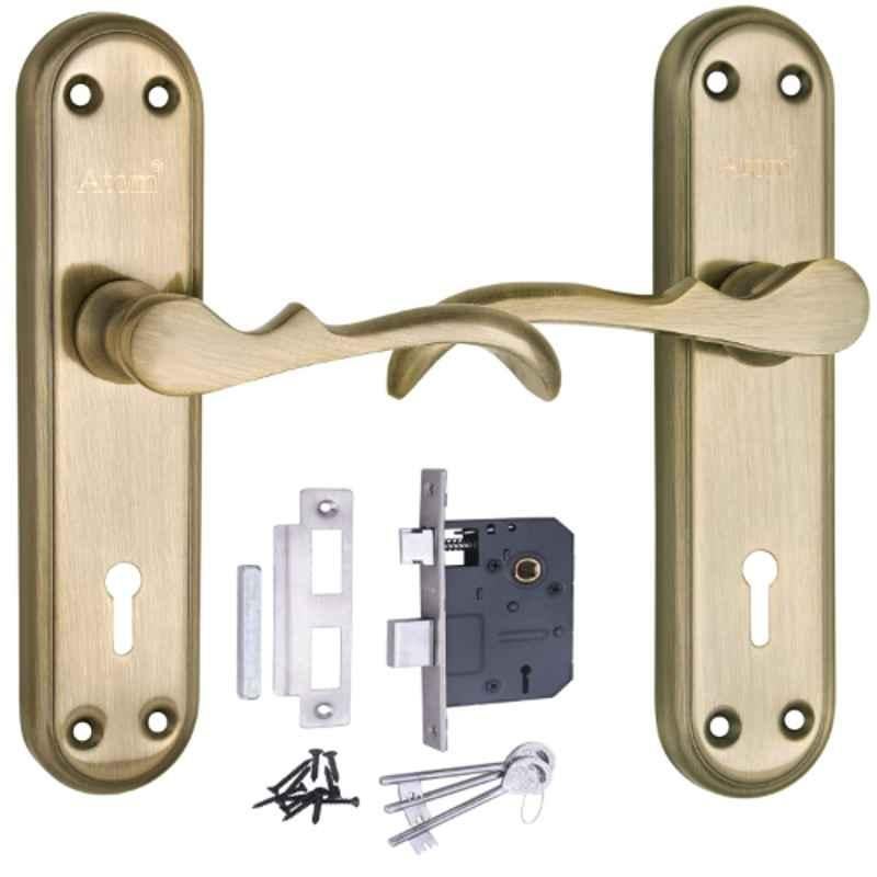 ATOM 7 inch Brass & Iron Brass Antique Finish Mortise Door Lock Set, MH-MERCURY-KY-BA