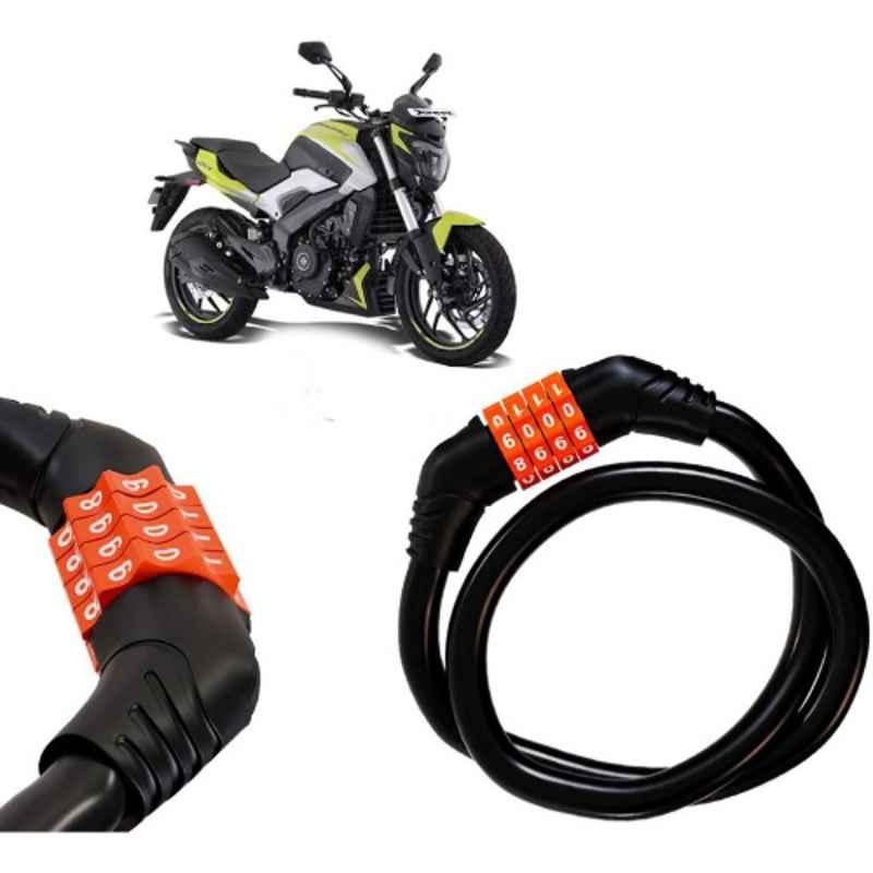 Auto Pearl Black & Orange 4 Digit Anti-Theft Combination Number Lock for Dominar