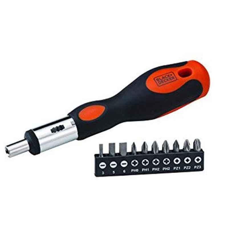 Buy Black Decker Orange Black Multibit Ratcheting Screwdriver with 10 Bits Set BDHT68127 Online At Best Price On Moglix