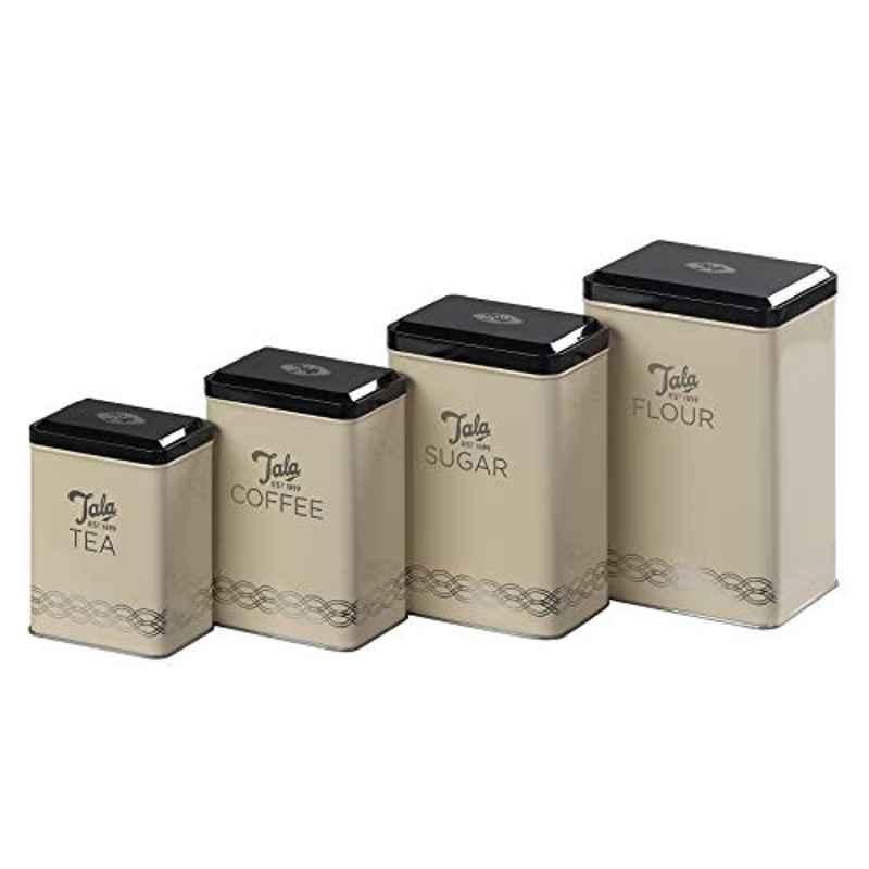 Tala 10B10501 4 Pcs Flour, Coffee, Sugar & Tea Tin Storage Set