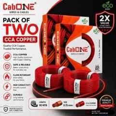 CabONE 0.75 Sqmm Red FR PVC Insulated Multistrand Copper Cable, Length: 90 m (Pack of 2)