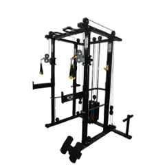 GYM24 Equipment Jumbo 100kg Capacity Metal Black Trainer Machine with Power Rack