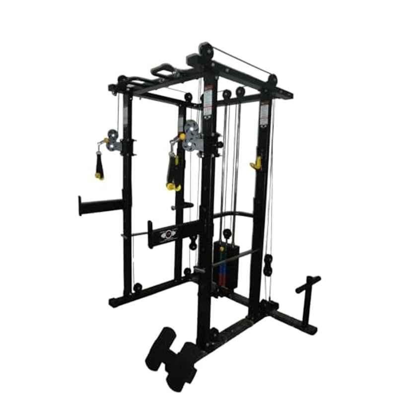 GYM24 Equipment Jumbo 100kg Capacity Metal Black Trainer Machine with Power Rack