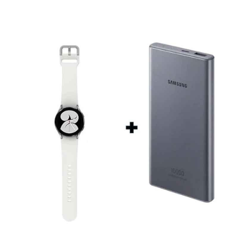 Samsung Galaxy 4 40mm 1.5GB/16GB Silver Fitness Tracker Smart Watch with 10000mAh Power Bank Set, SM-R860