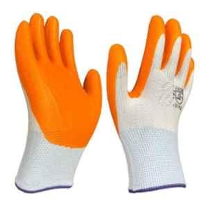 Swavind Nylon Orange & White Nitrile Coated Hand Safety Gloves, Size: Free (Pack of 75)