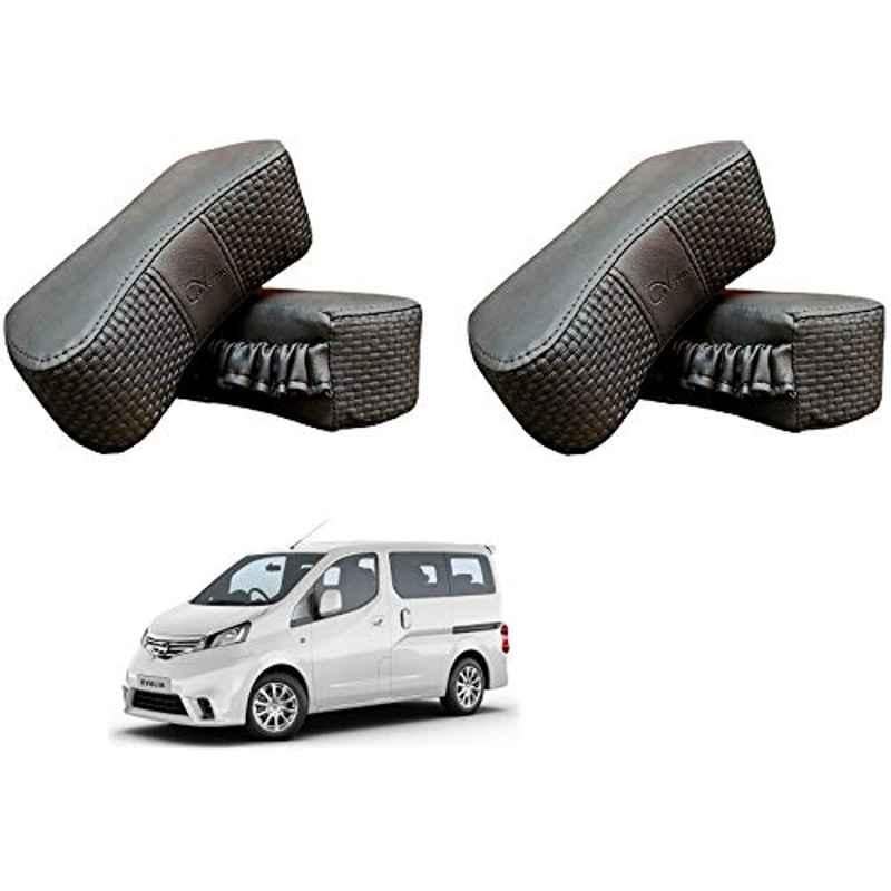 Kozdiko 4 Pcs CV Designer Grey Leatherite Neck Rest Car Cushion Pillow Set for Nissan Evalia