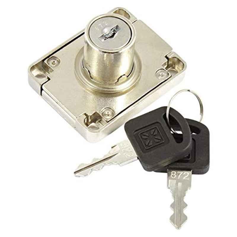Drawer Lock, Chrome Plated, Steel, Silver, 22 mm