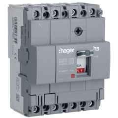 Hager 125A 4 Pole h3 Thermal Magnetic Release MCCB, HDA126Z, Breaking Capacity: 18 kA