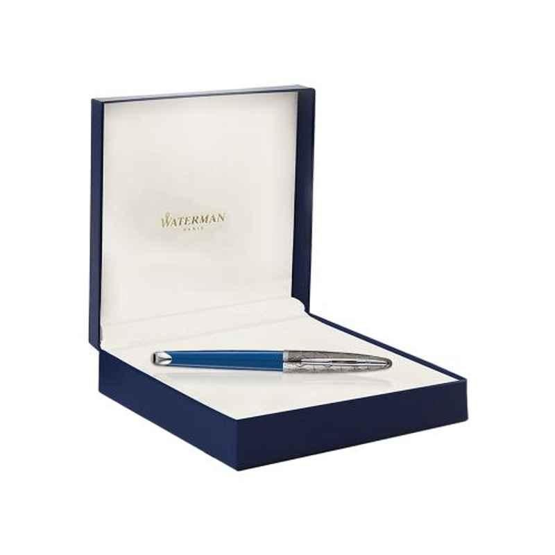 Waterman Blue Ink Carene Contemporary Gun Metal ST Roller Ball Pen