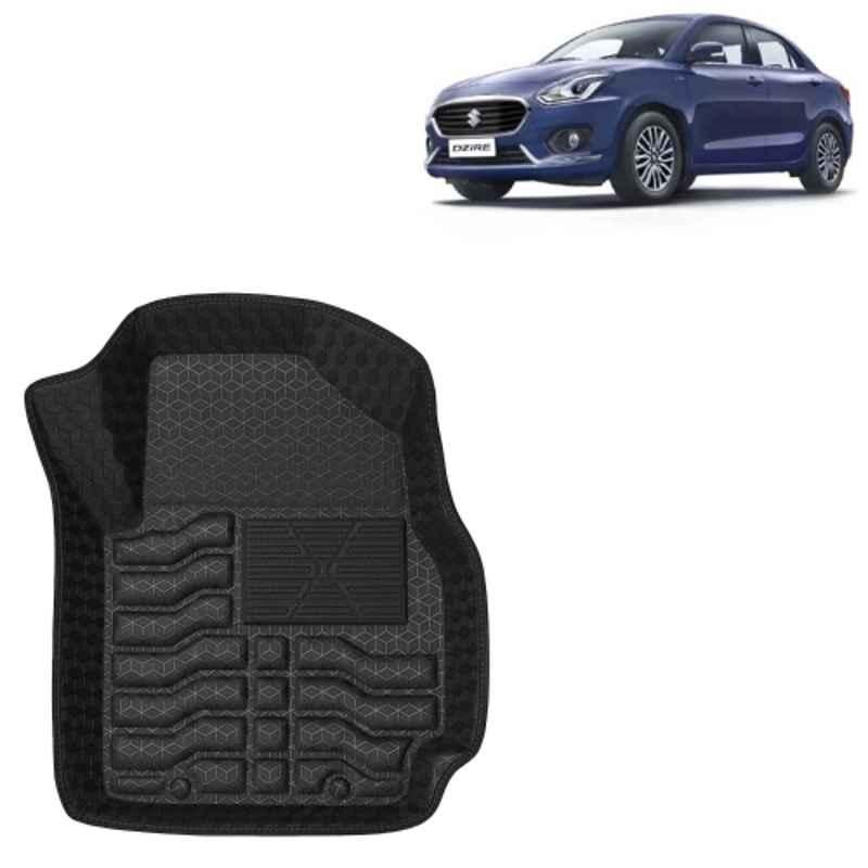 Kingsway 3 Pcs Premium 4.5D 100% Waterproof Tray Shape PVC Black Car Floor Mat Set for Maruti Suzuki Swift Dzire 2017 to 2019 All Model