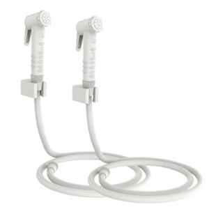 RN White.4 Health Faucet Set with Hose Pipe & Wall Holder for Toilet Cleaning (Pack of 2)