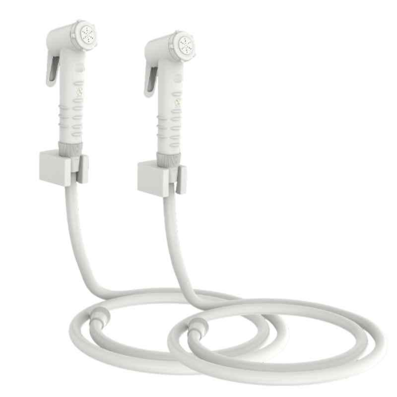 RN White.4 Health Faucet Set with Hose Pipe & Wall Holder for Toilet Cleaning (Pack of 2)