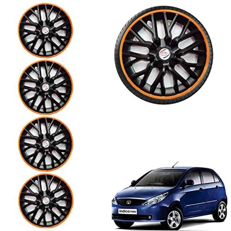 Auto Pearl 4 Pcs 14 inch ABS Phoenix Black & Orange Car Wheel Cover Set for TATA Indica Vista