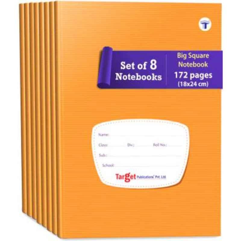 Target Publications Regular 172 Pages Brown Ruled Big Square Notebook (Pack of 8)