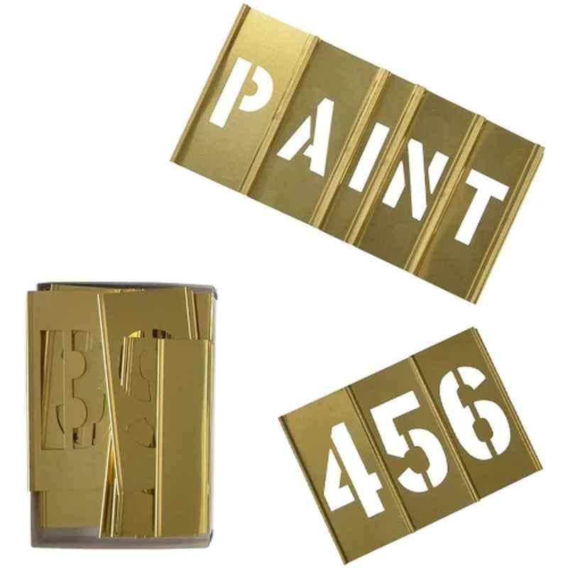 YH 45 Pieces 2 inch Brass Interlocking Stencil Set of Numbers and Letters Kit
