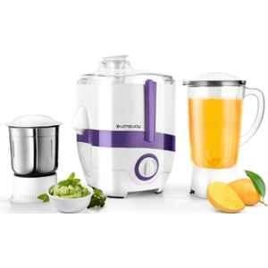 Longway Juicy 600W ABS Plastic Purple Juicer Mixer Grinder with 2 Jars