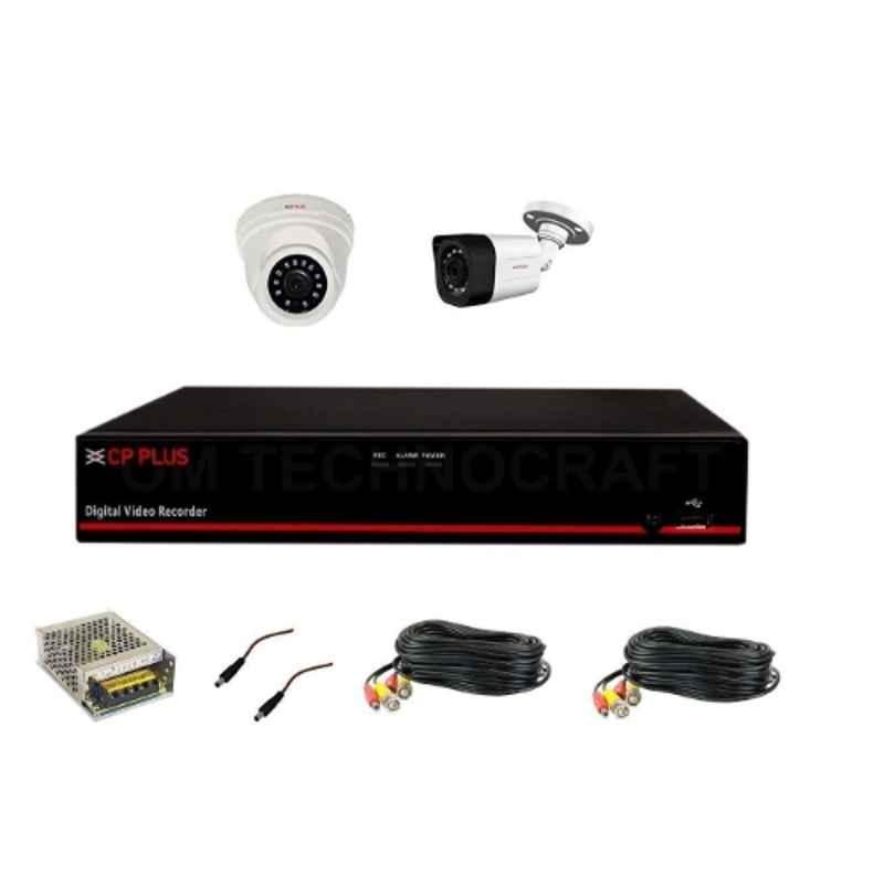 CP Plus 2.4MP White & Black 1 Dome & 1 Bullet Camera with 4 Channel DVR Kit
