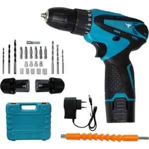 Hakimi 25 Pcs 12V 10mm Blue Cordless Drill Machine Kit