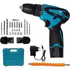 Hakimi 25 Pcs 12V 10mm Blue Cordless Drill Machine Kit