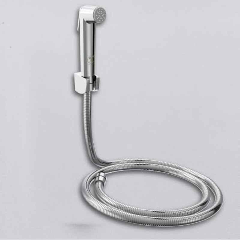 RN PTMT Silver Chrome Finish Health Faucet with Hope Pipe & Wall Holder for Toilet Cleaning, RNHF5400SS
