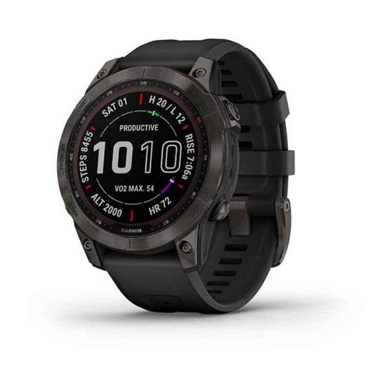 Garmin Fenix 7 Sapphire Solar Edition 47mm 260x260p Black DLC Vented Titanium Band Smart Watch, 010-02540-21
