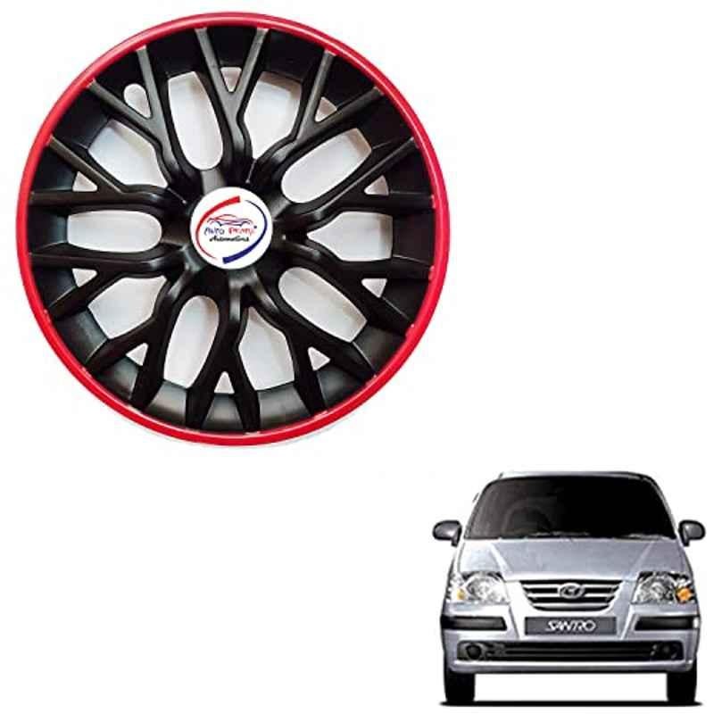 Auto Pearl 4 Pcs 13 inch ABS Black & Red PBR13 Hubcap Wheel Cover Set with Retention Ring for Hyundai Santro