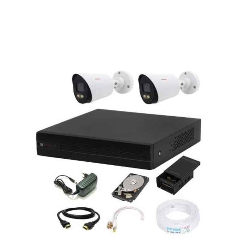 CP Plus 2.4MP 2 Pcs White & Black Outdoor Camera with 4 Channel DVR & Hard Disk Kit