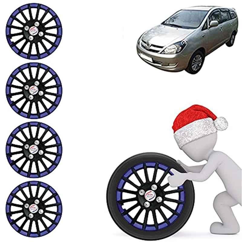 Auto Pearl 4 Pcs 15 inch ABS Black & Blue Press Fitting Wheel Cover Set for Toyota Innova