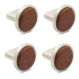 Plantex Knobs for Drawer/Round Drawer Knobs/Knobs for Cabinets/Pull-Push Knobs for Kitchen/Bedroom Drawer (Pack of 4) Small, Satin & Wood
