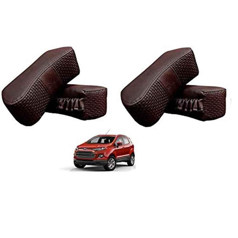Kozdiko 4 Pcs CV Designer Cola Leatherite Neck Rest Car Cushion Pillow Set for Ford Ecosport