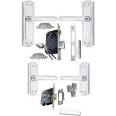 Onjecx 4 Pcs Stainless Steel & Aluminium Mortise Door Lock Set, BML65BL+ S05MBCP