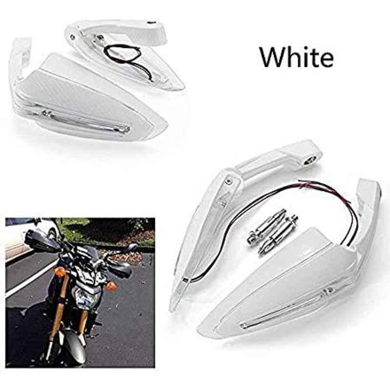 AOW Motorcycle Handguards with Led Light for 7/8 inch Grips - 300 * 140 * 110mm (White) Folding Type Universal for All Bikes TY-33