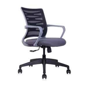 Praga Seating Kable 25.5x24x36 inch Polypropylene Medium Back Black & Grey Ergonomic Office Chair, KAGRBLGRNY1PMBNA